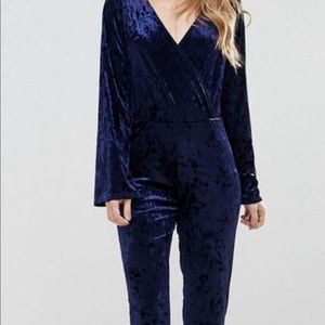 Blue velvet jumpsuit